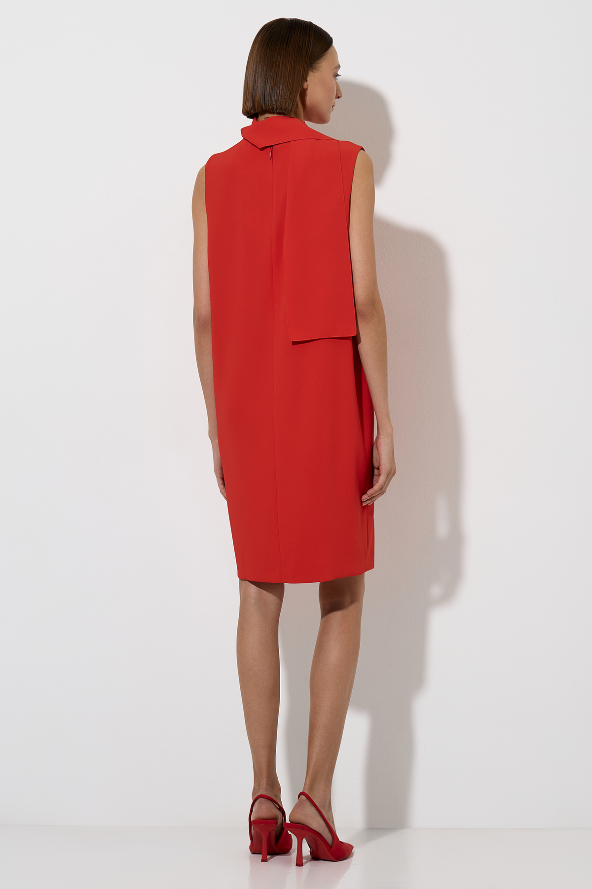 Платье с воротником-шарфом VASSA&Co, пол женский, цвет красный, фото №3