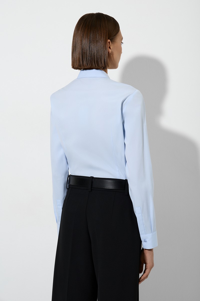 Рубашка приталенного силуэта VASSA&Co, пол женский, цвет голубой, фото №6
