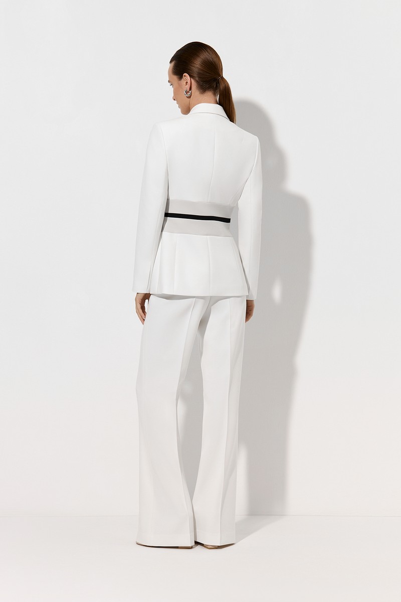 Жакет с контрастным поясом VASSA&Co, пол женский, цвет белый, фото №6