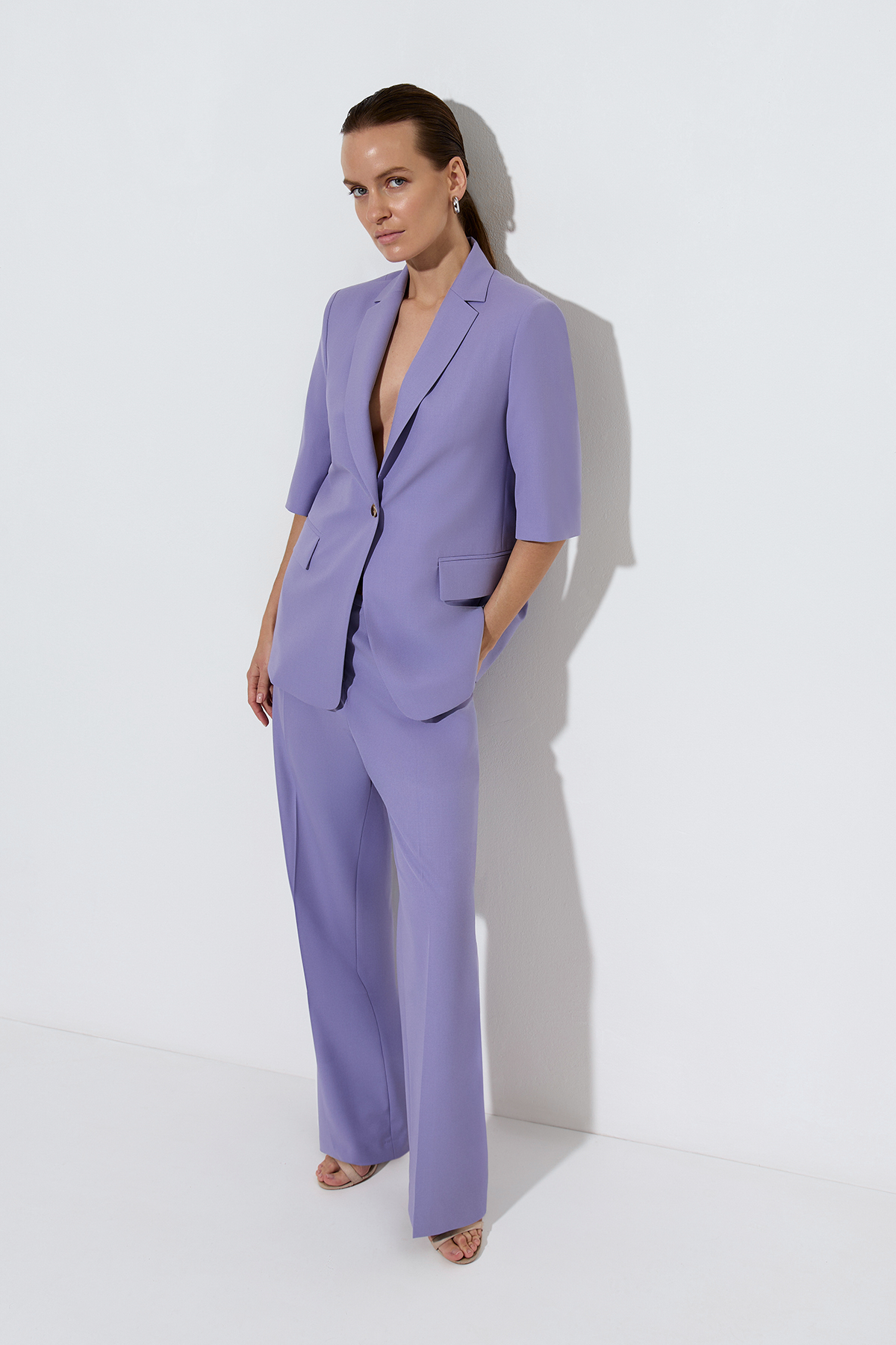 Жакет с коротким рукавом , пол женский, цвет фиолетовый, фото №3