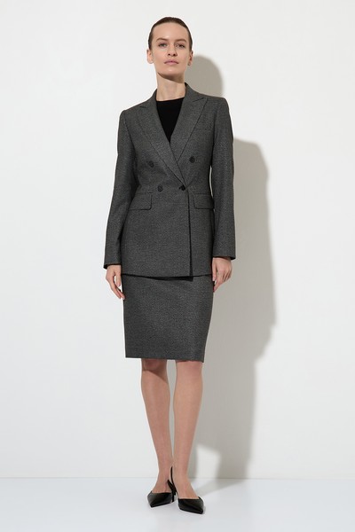 Двубортный жакет в мелкую клетку VASSA&Co, пол женский, цвет черный, фото №2