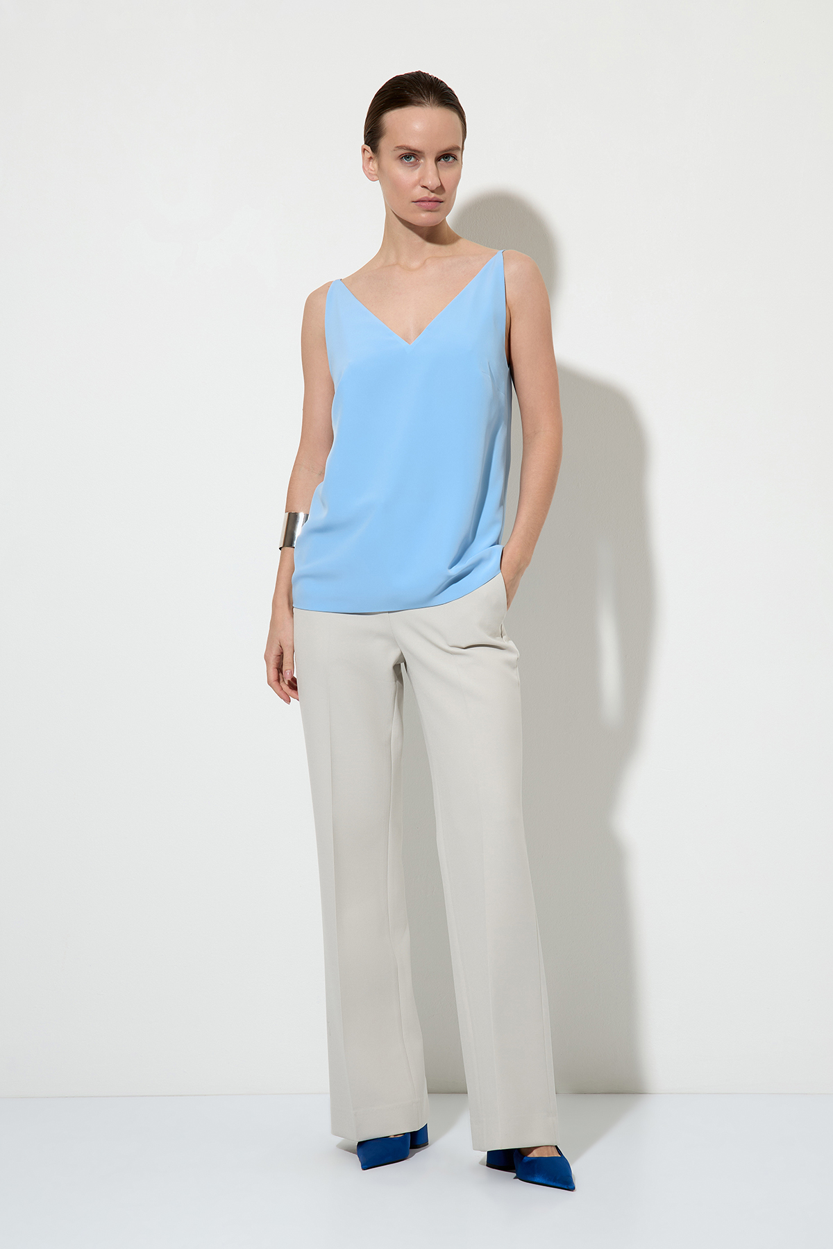 Топ в бельевом стиле VASSA&Co, пол женский, цвет голубой