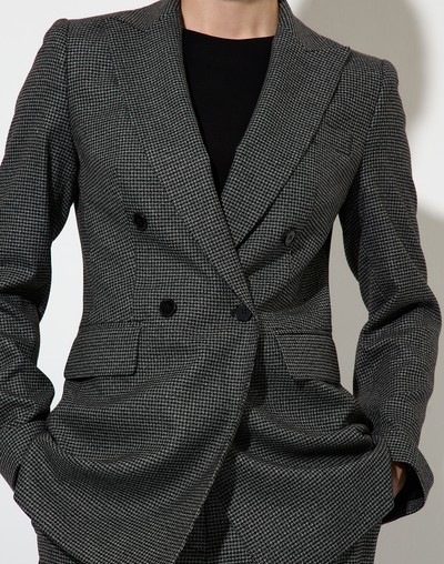 Двубортный жакет в мелкую клетку VASSA&Co, пол женский, цвет черный, фото №4