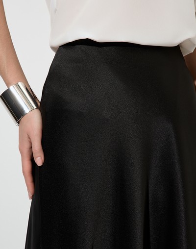 Юбка из атласного материала VASSA&Co, пол женский, цвет черный, фото №4