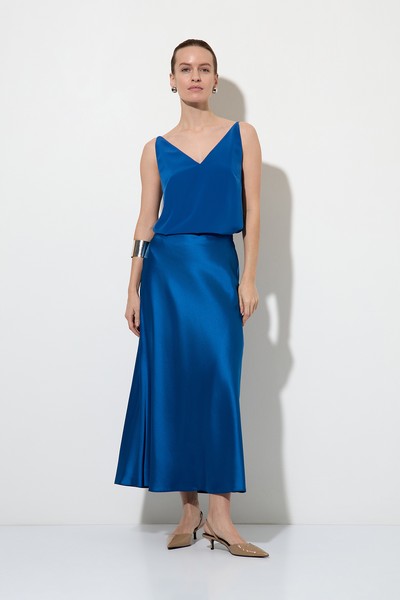 Юбка из атласного материала VASSA&Co, пол женский, цвет синий, фото №2