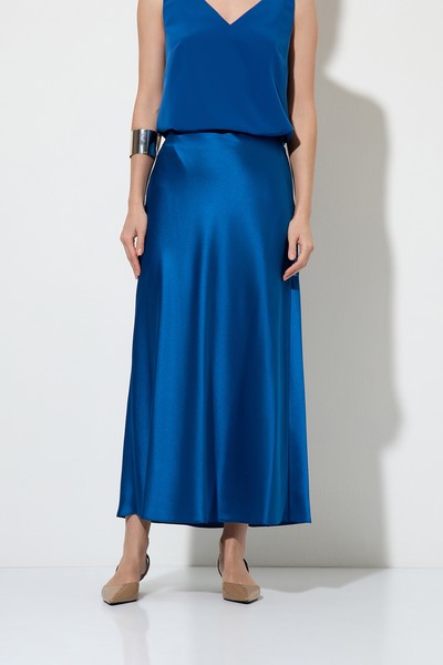 Юбка из атласного материала VASSA&Co, пол женский, цвет синий, фото №4