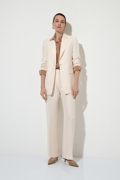 Single-breasted half-linen jacket , пол female, цвет milky color, фото №4