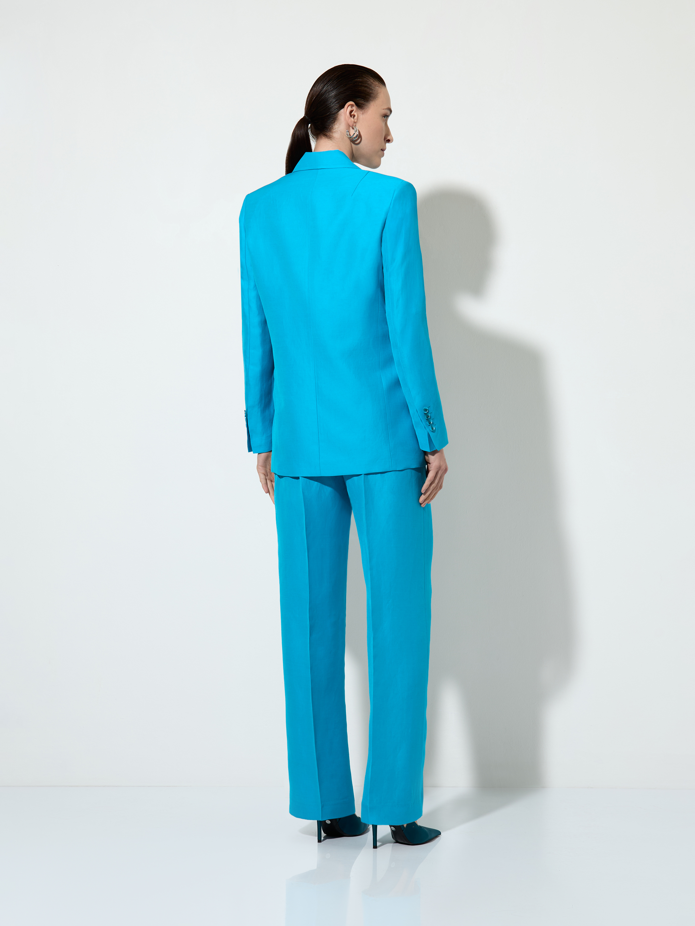 Брюки из полульна , пол женский, цвет голубой, фото №7