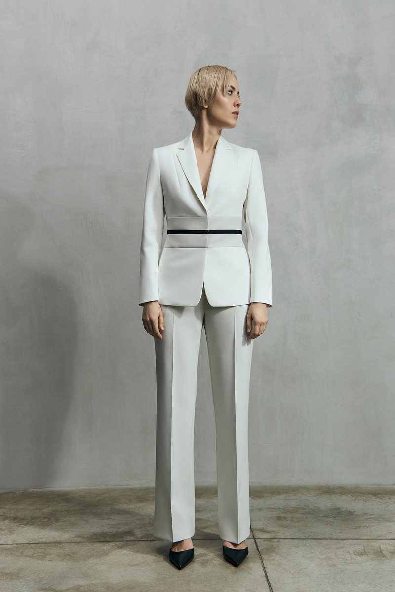 Жакет с контрастным поясом VASSA&Co, пол женский, цвет белый, фото №2