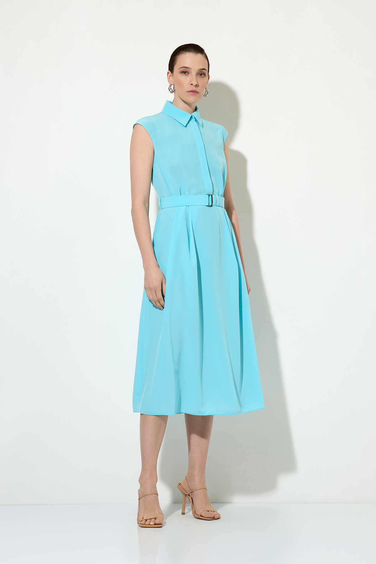 Платье-рубашка со съемным галстуком , пол женский, цвет голубой, фото №3