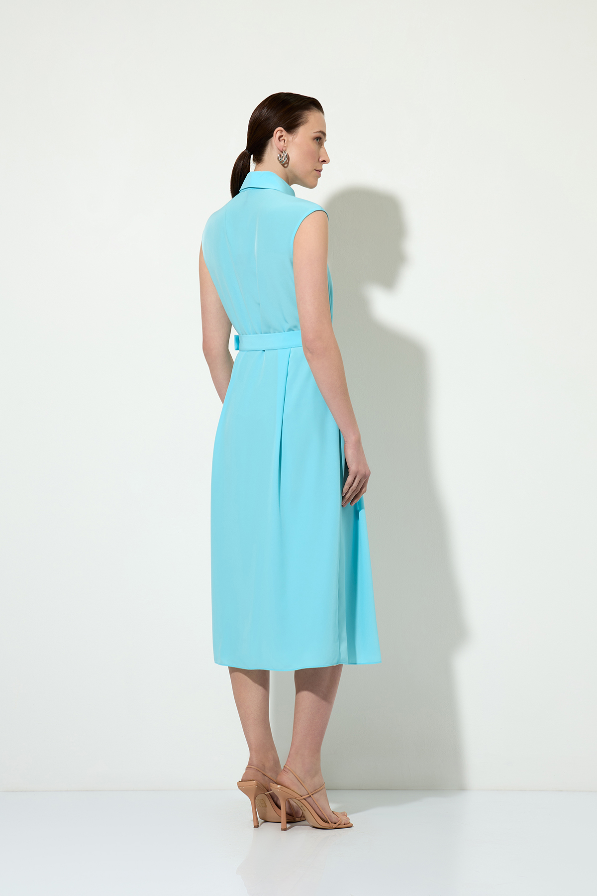 Платье-рубашка со съемным галстуком , пол женский, цвет голубой, фото №4