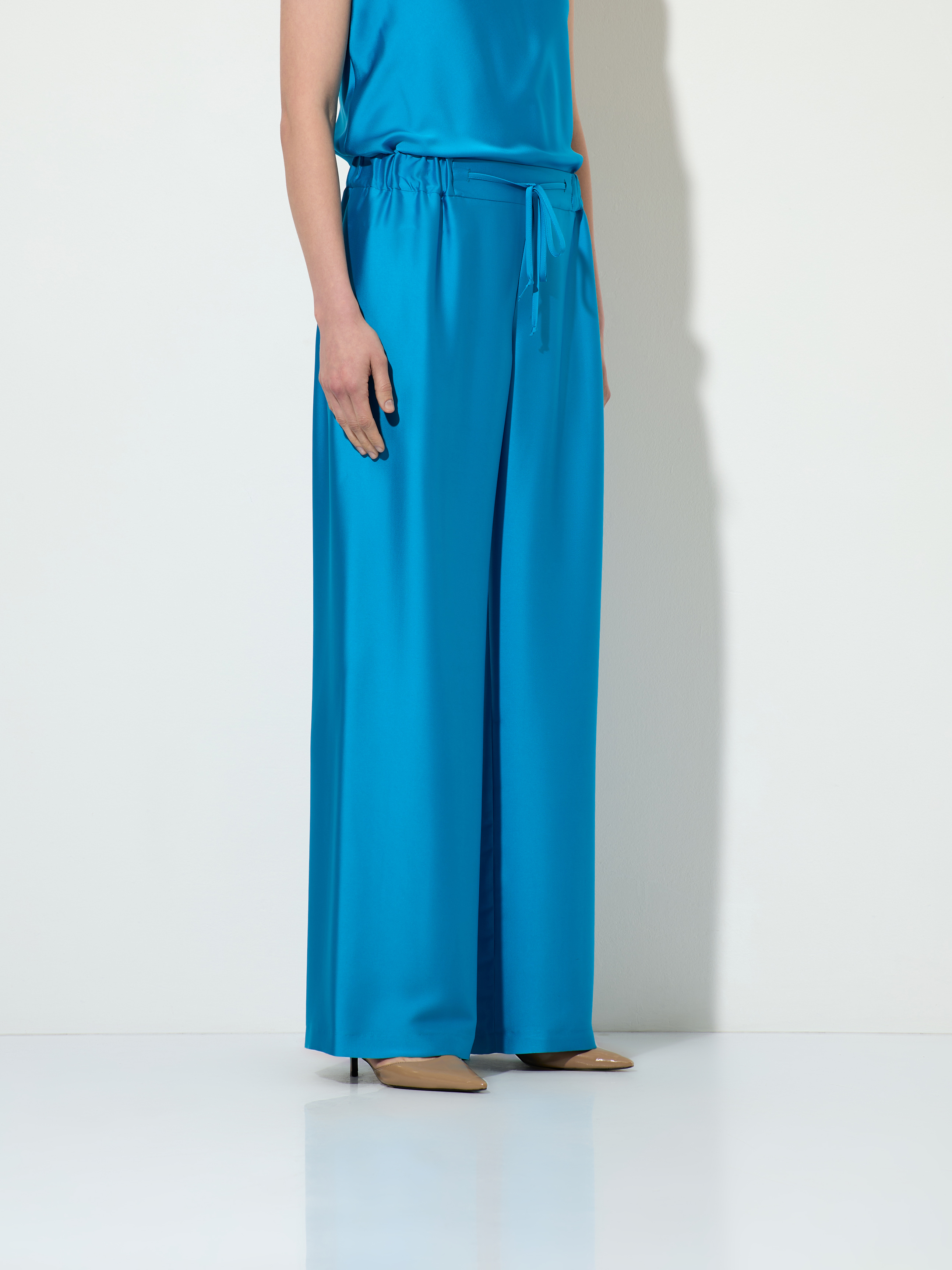 Брюки в пижамном стиле , пол женский, цвет голубой, фото №2