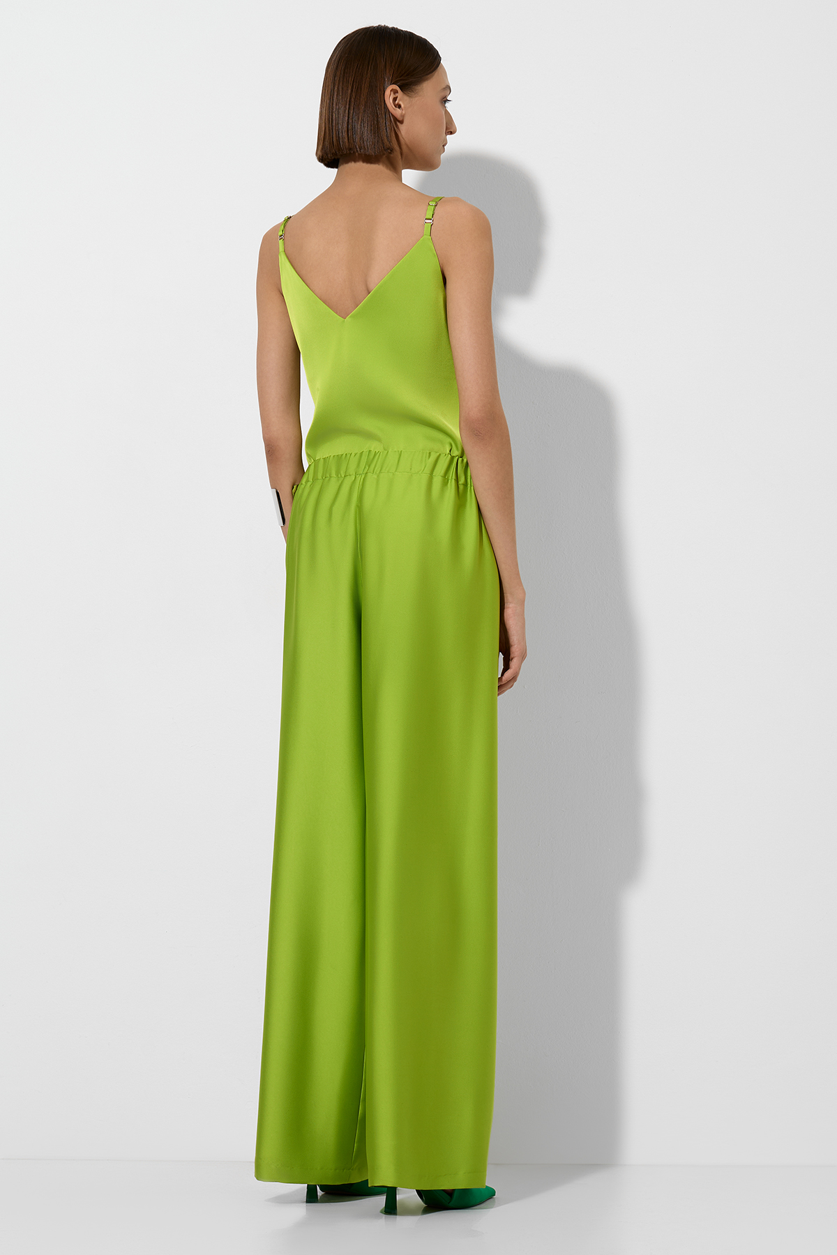 Брюки в пижамном стиле , пол женский, цвет зеленый, фото №3