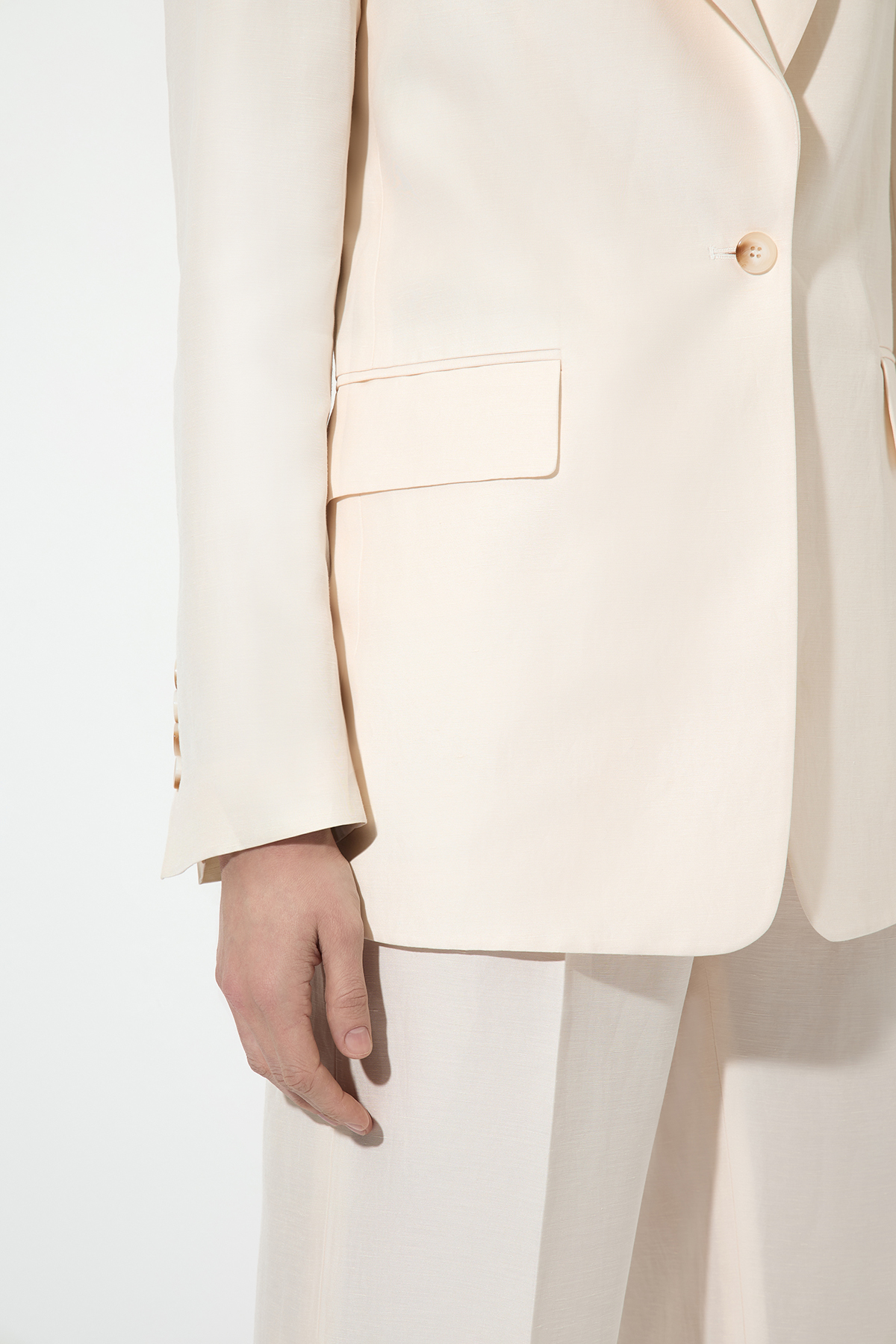 Single-breasted half-linen jacket , пол female, цвет milky color, фото №6