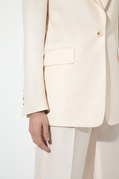 Single-breasted half-linen jacket , пол female, цвет milky color, фото №6