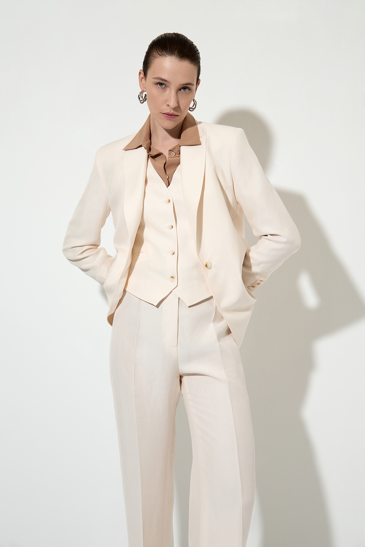 Classic half linen waistcoat , пол female, цвет milky color, фото №8