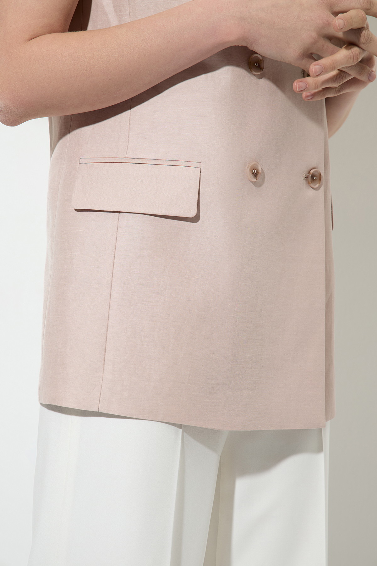 Long vest with a loose silhouette , пол female, цвет бежевый, фото №3