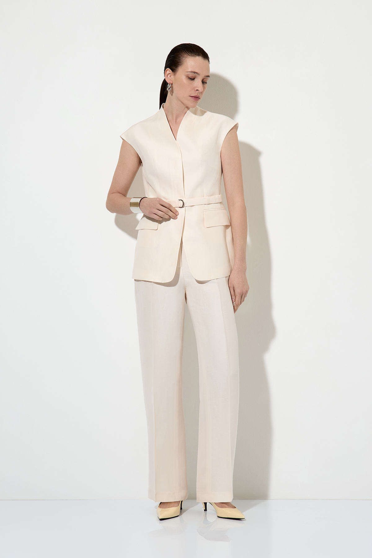 Жакет без рукавов , пол женский, цвет молочный, фото №6