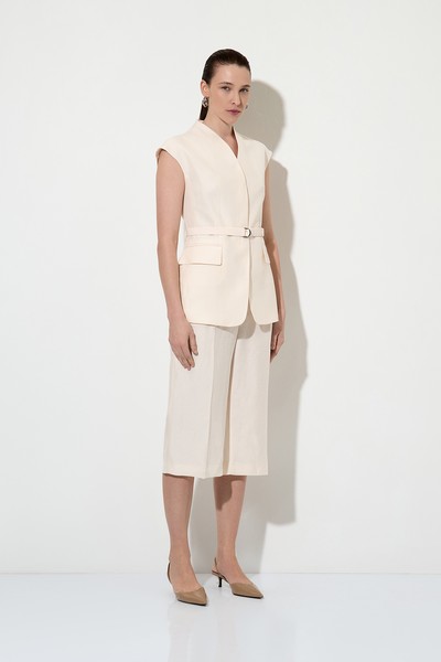 Жакет без рукавов , пол женский, цвет молочный, фото №5