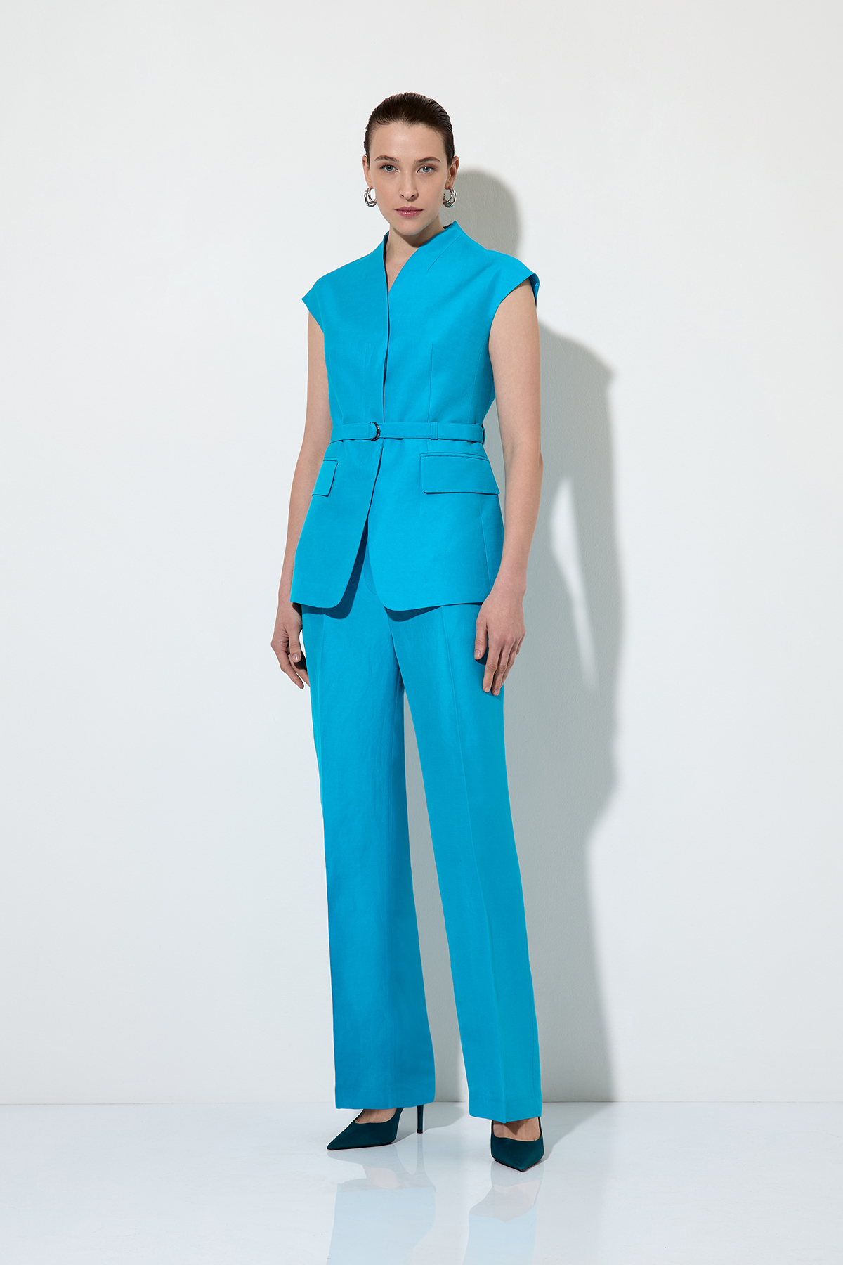 Жакет без рукавов , пол женский, цвет голубой, фото №2