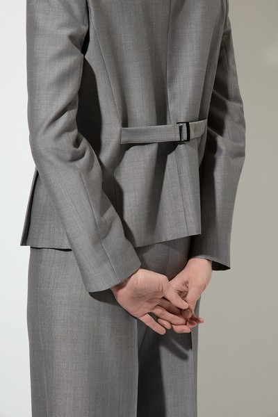 Жакет с отделкой из атласа VASSA&Co, пол женский, цвет серый, фото №4