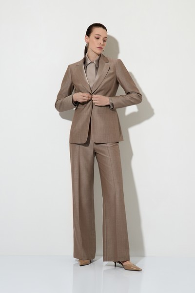 Однобортный жакет с отделкой из атласа VASSA&Co, пол женский, цвет коричневый, фото №6