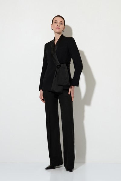 Jacket with a tie at the waist VASSA&Co, пол female, цвет black, фото №5