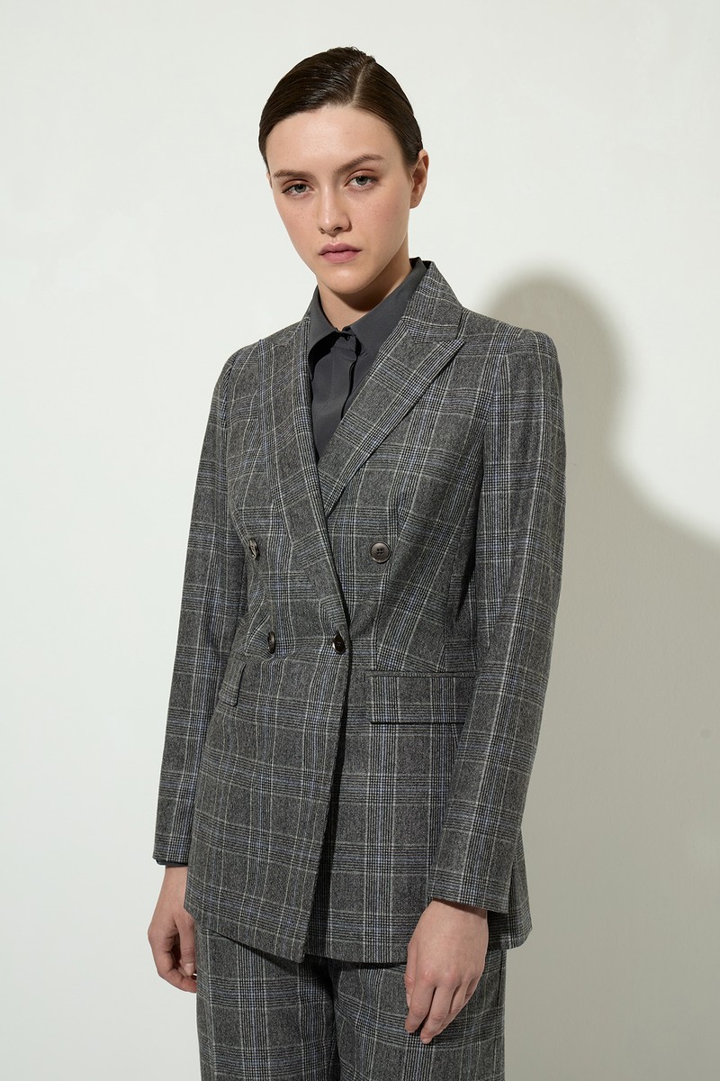 Жакет в клетку VASSA&Co, пол женский, цвет серый, фото №3