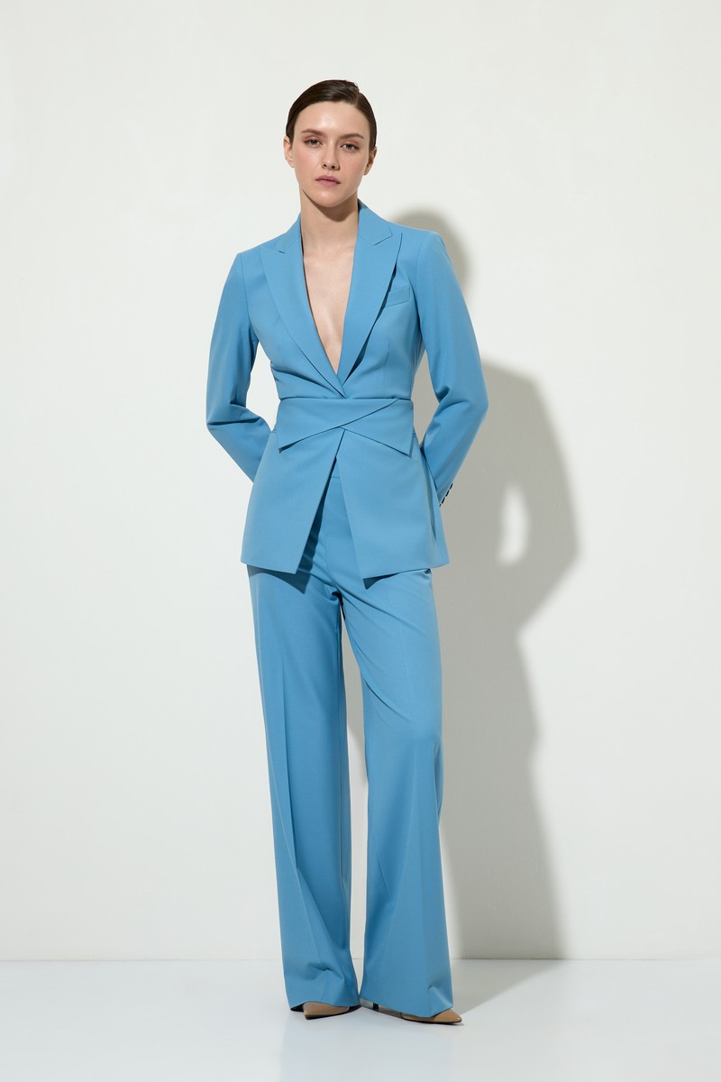 Жакет с акцентным поясом VASSA&Co, пол женский, цвет голубой, фото №4