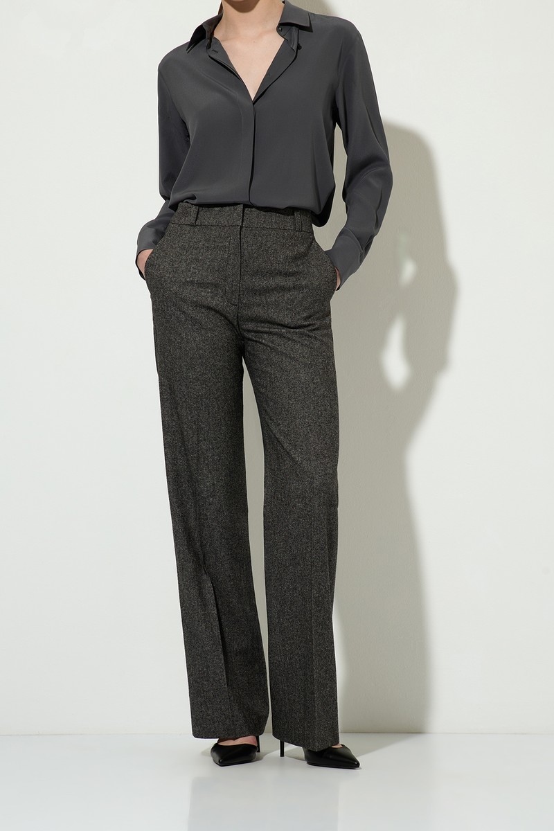 Брюки прямого кроя из полушерсти VASSA&Co, пол женский, цвет серый, фото №2