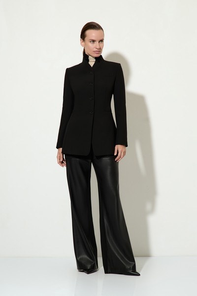 Широкие брюки со вставками из экокожи VASSA&Co, пол женский, цвет черный, фото №3