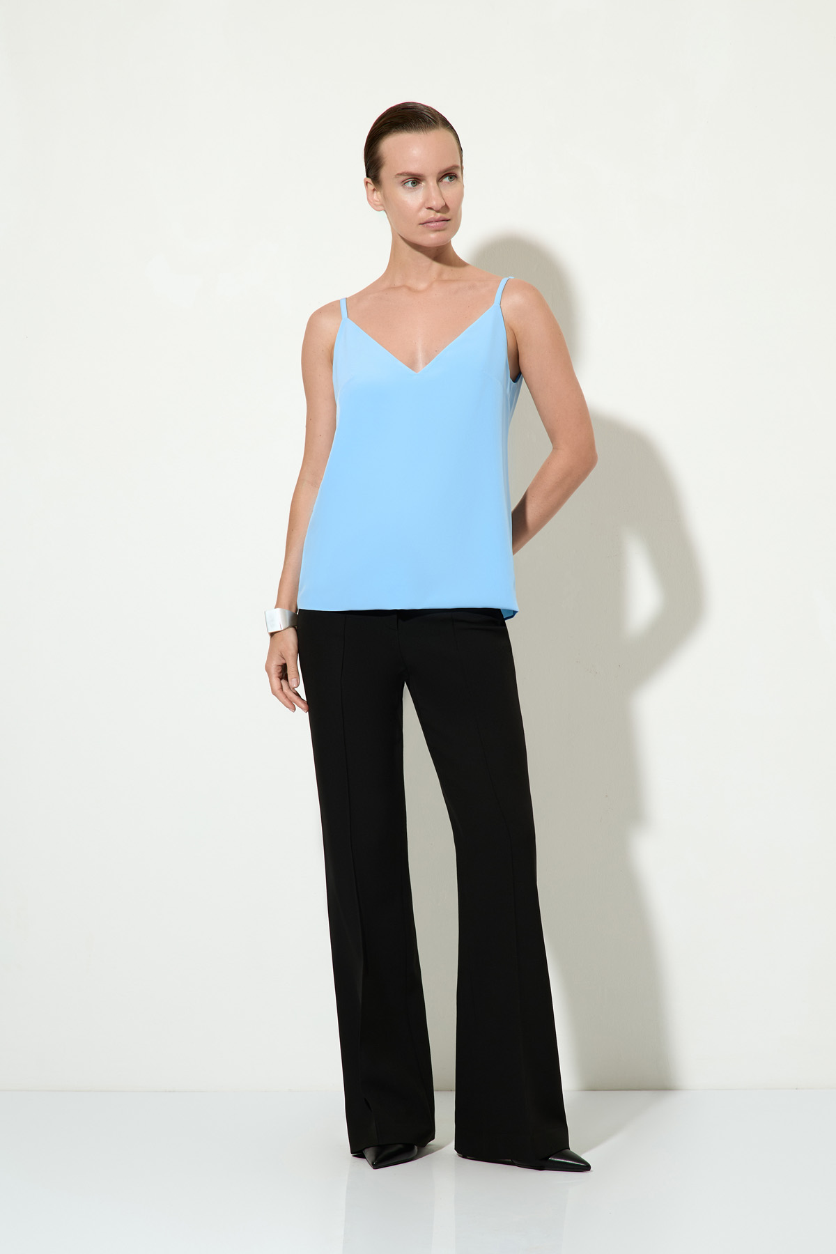 Топ в бельевом стиле VASSA&Co, пол женский, цвет синий