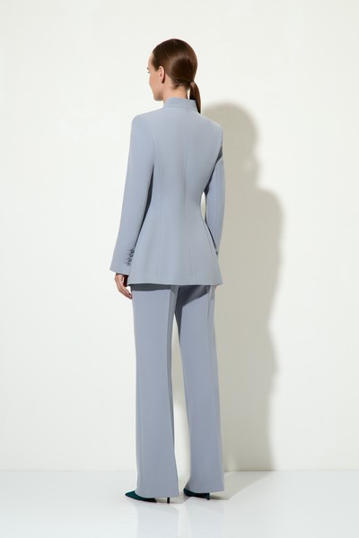 Однобортный жакет с воротником-стойкой VASSA&Co, пол женский, цвет голубой, фото №4