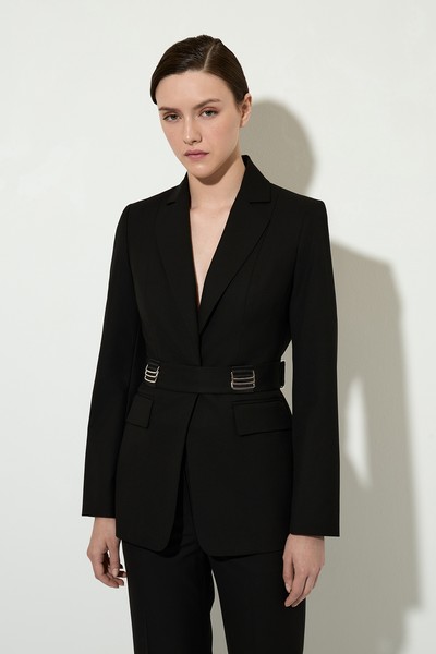 Жакет с акцентным поясом VASSA&Co, пол женский, цвет черный, фото №3