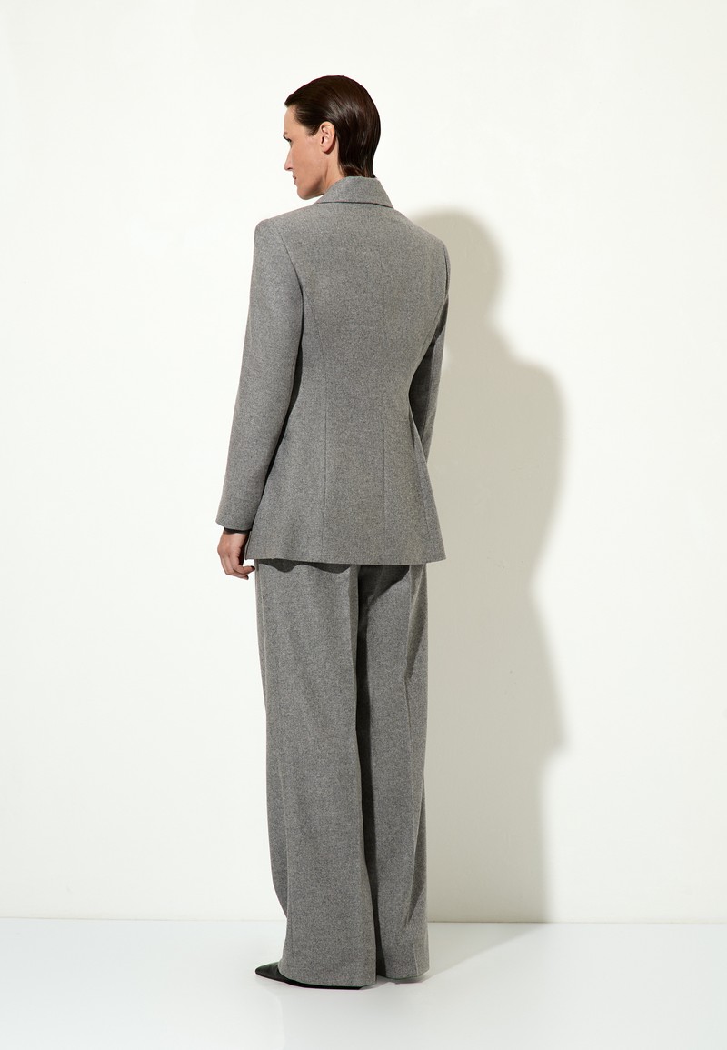 Однобортный жакет из полушерстяной ткани VASSA&Co, пол женский, цвет серый, фото №2