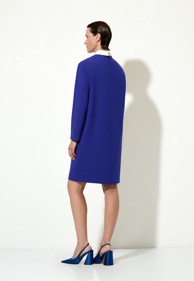 Платье со съемной манишкой VASSA&Co, пол женский, цвет синий, фото №3