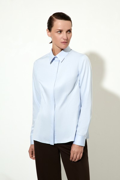 Блузка голубая VASSA&Co, пол female, цвет голубой, фото №2