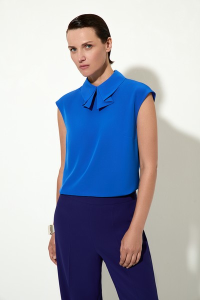 Блузка с оригинальным воротником VASSA&Co, пол женский, цвет синий, фото №3
