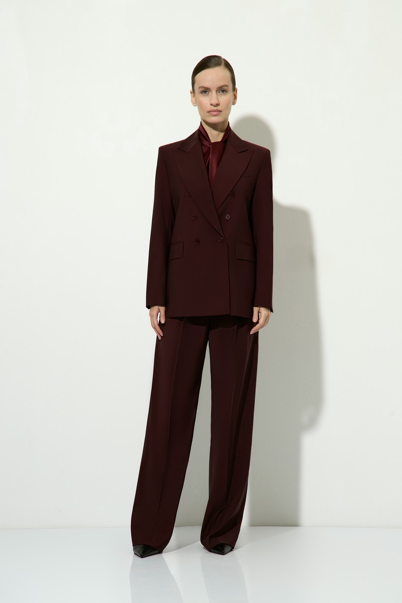 Брюки широкие бордовые VASSA&Co, пол женский, цвет бордовый, фото №4