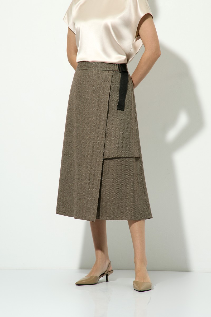 Юбка с асимметричной деталью VASSA&Co, пол женский, цвет коричневый, фото №3