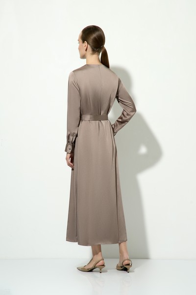 Платье атласное VASSA&Co, пол женский, цвет коричневый, фото №2