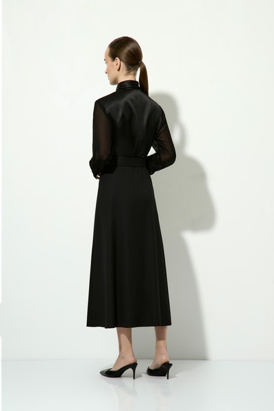 Платье с шифоновыми рукавами VASSA&Co, пол женский, цвет черный, фото №2