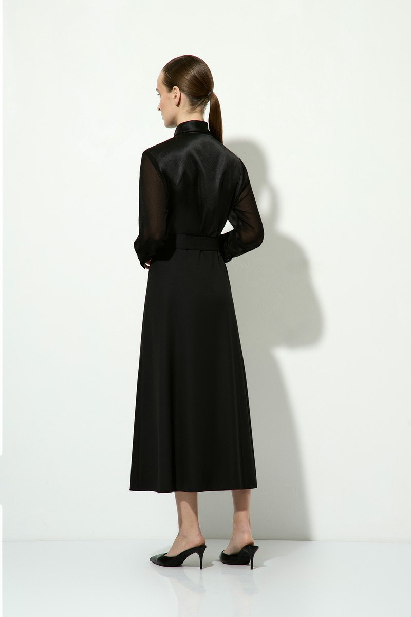 Платье с шифоновыми рукавами VASSA&Co, пол female, цвет black, фото №2