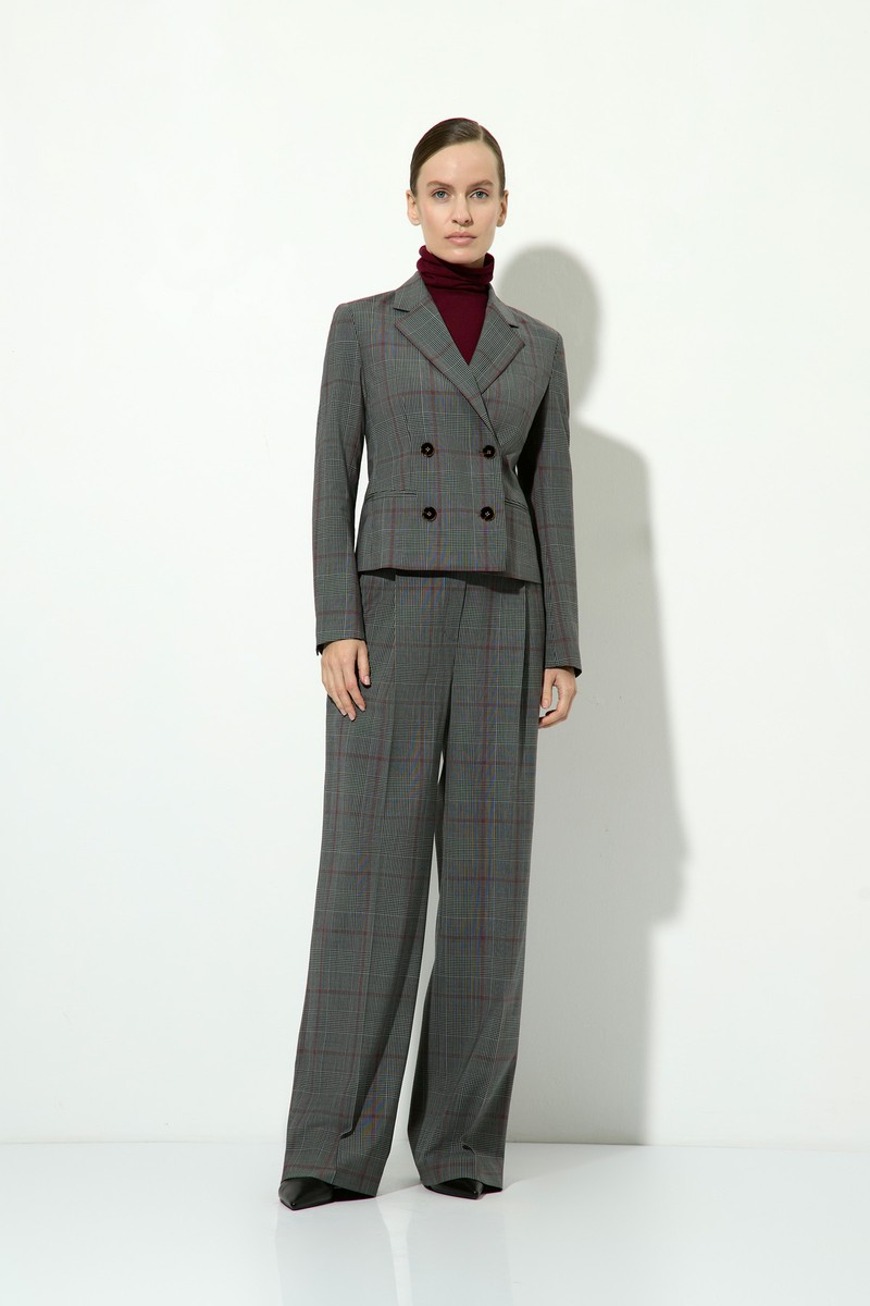 Брюки широкие в клетку VASSA CODE, VASSA&Co, пол женский, цвет серый, фото №3