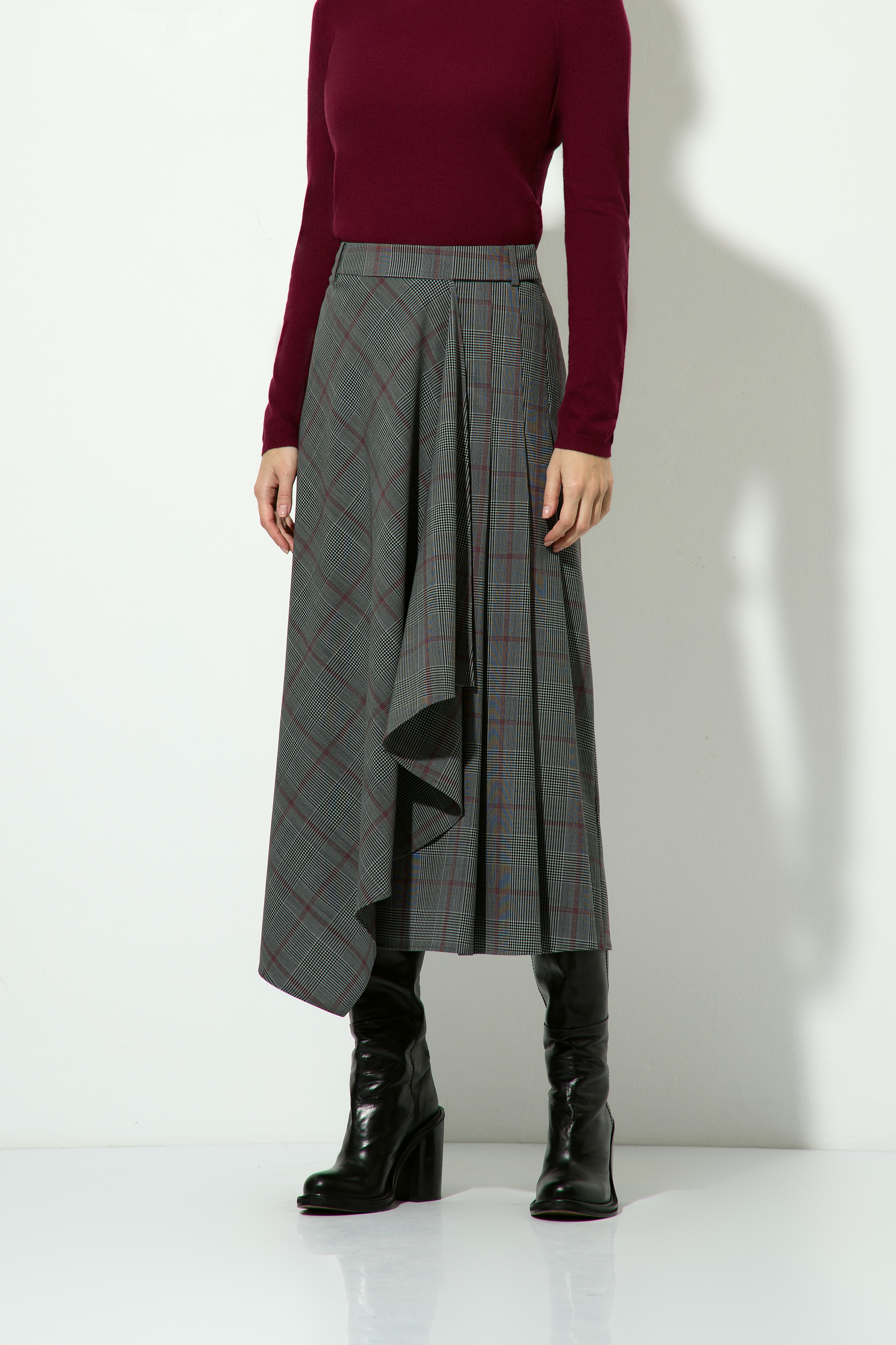 Юбка в клетку VASSA CODE, пол женский, цвет серый