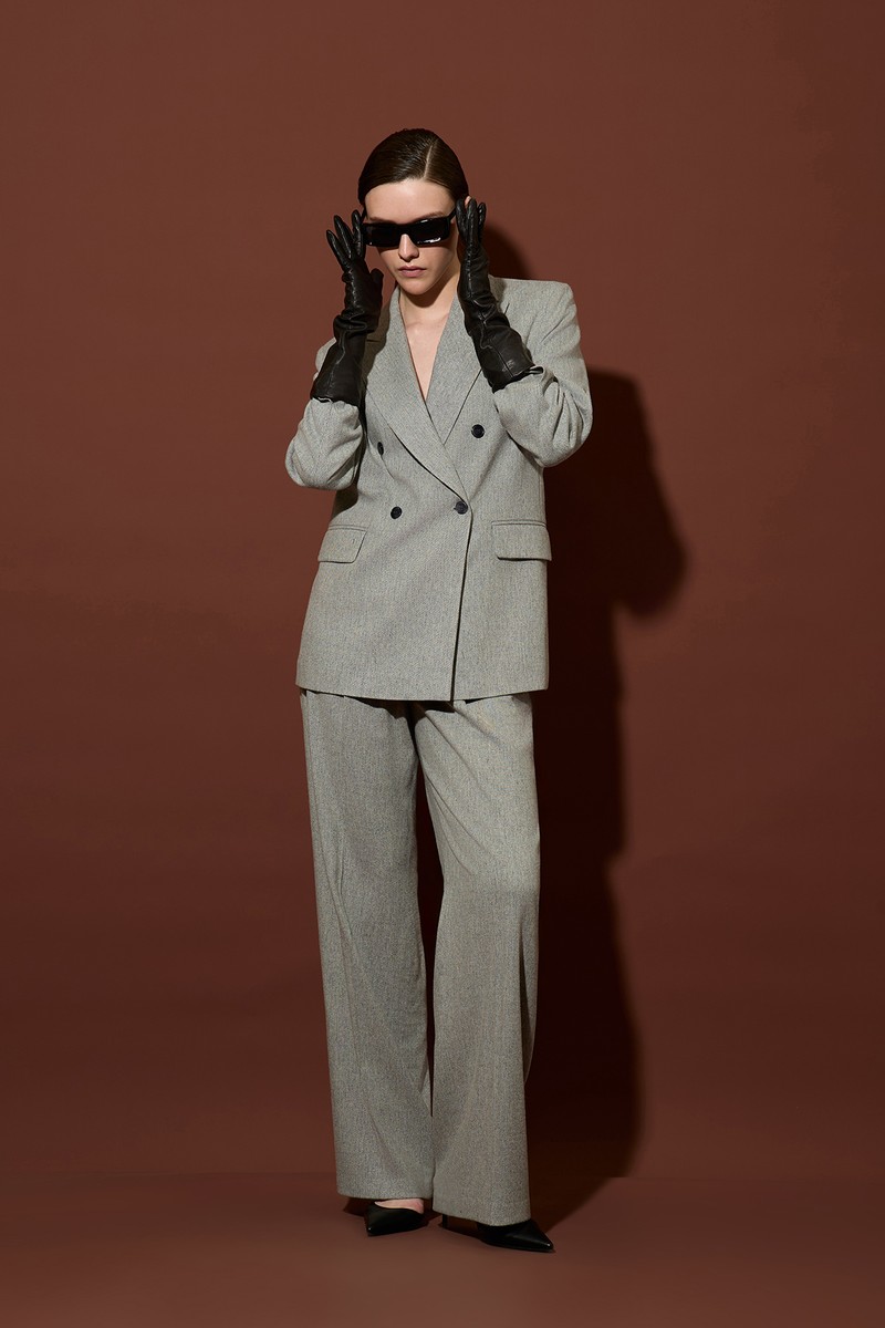 Двубортный жакет VASSA&Co, пол женский, цвет серый, фото №2