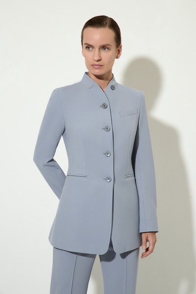 Однобортный жакет с воротником-стойкой VASSA&Co, пол женский, цвет голубой, фото №3