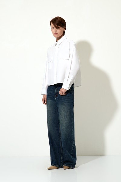 Укороченная рубашка VASSA CODE, пол женский, цвет белый, фото №3