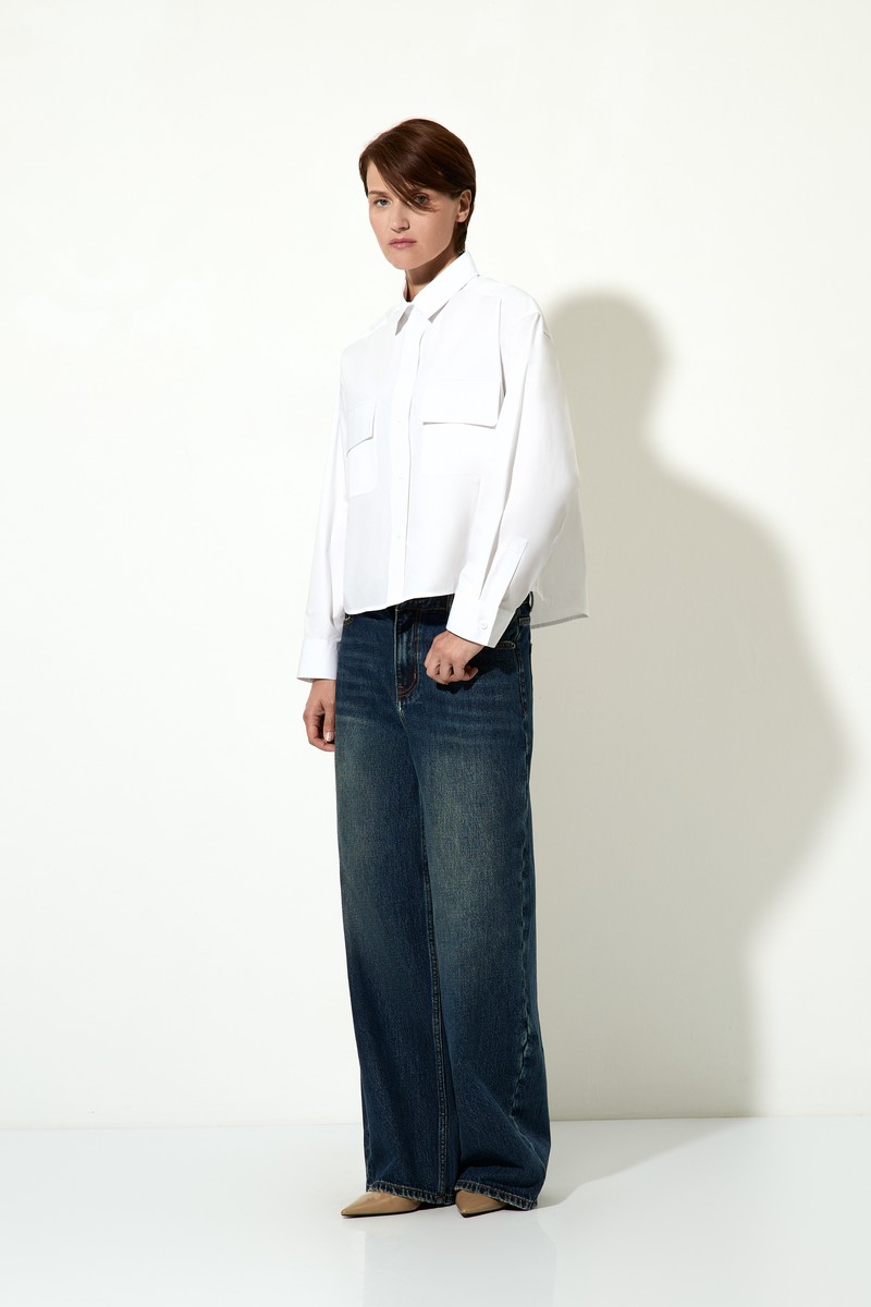 Укороченная рубашка VASSA CODE, пол женский, цвет белый, фото №3