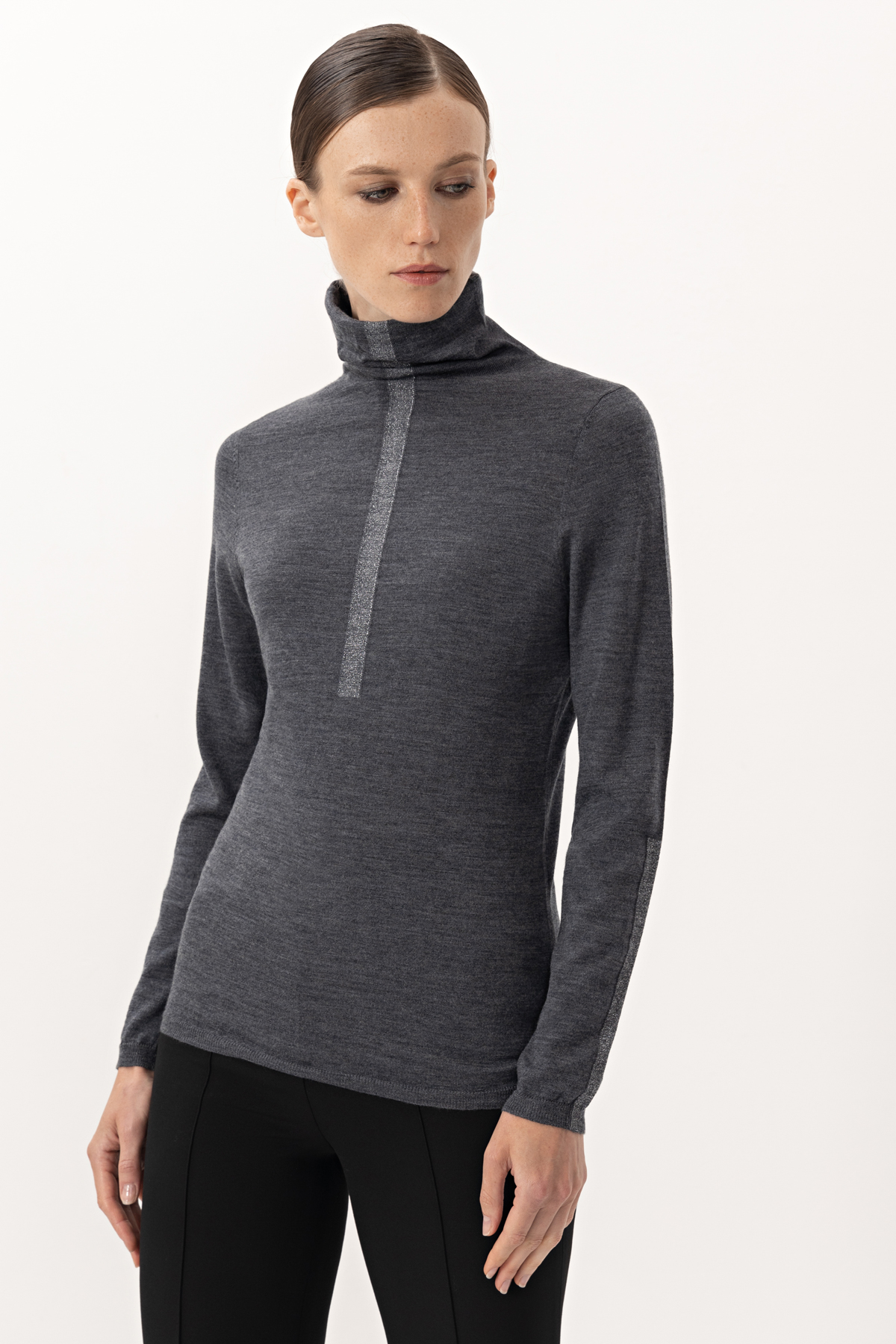 Водолазка из шерсти VASSA&Co, пол женский, цвет серый